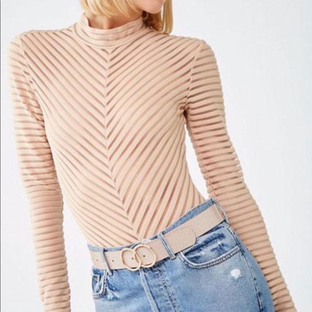 Forever 21 Sheer Stripe Bodysuit